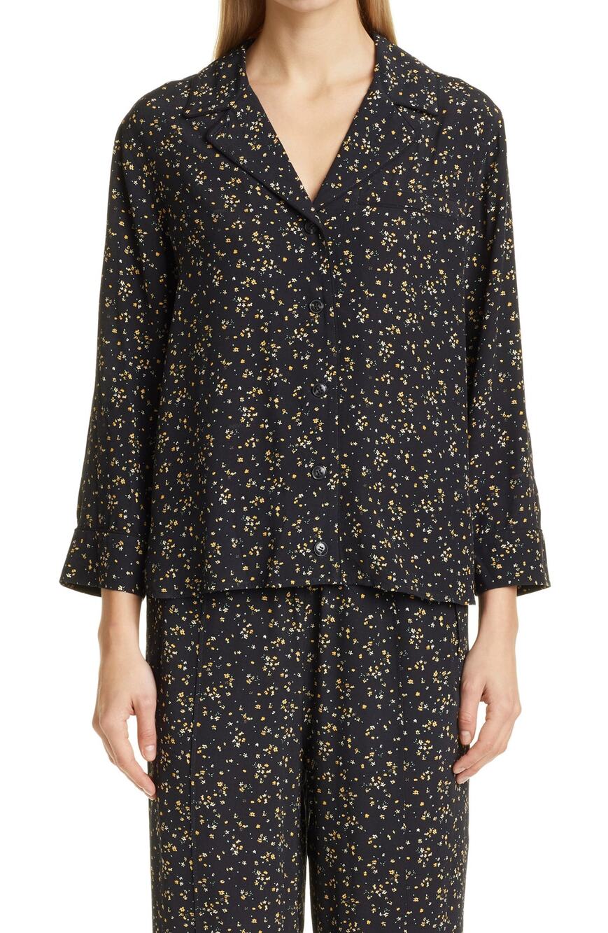 Ganni Floral Print Button-Up Top Size 36